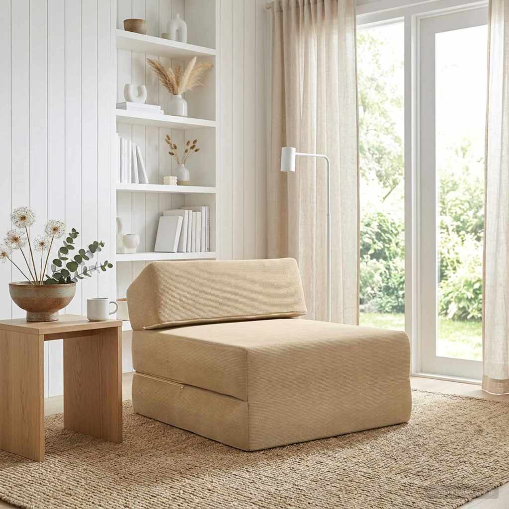 Rozkładana Sofa z Funkcją Spania Zielono-Szara 60 x 70 x 41 cm Tkanina