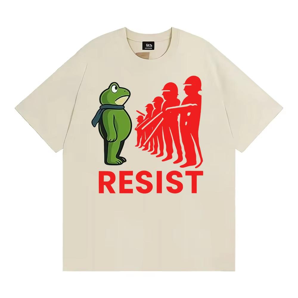 Portland Frogs Dont Obey Meme T Shirt Resist Portland Frog Resist Funny Tshirts Unisex Women Casual Cotton Oversized Tshirt