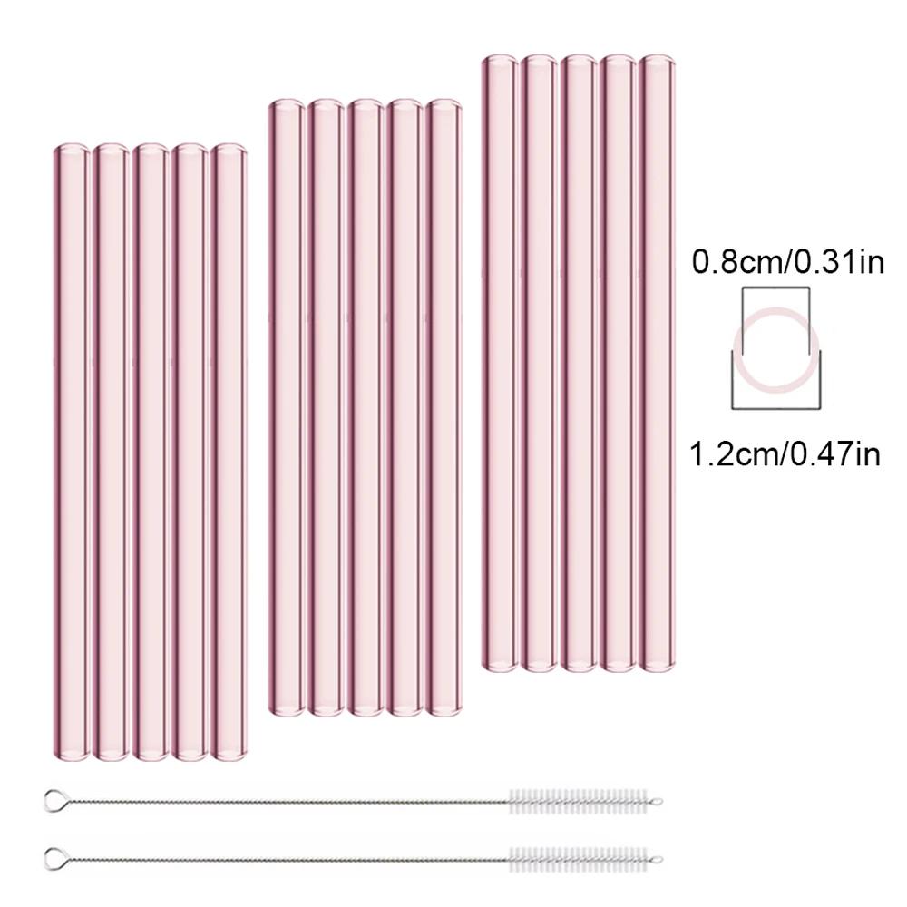 200*12mm Reusable Glass Straws Eco-friendly Drinking Straws for Smoothie Milkshakes Tea Juice Cocktail Straw with Brush