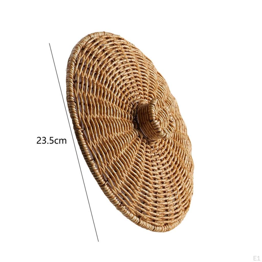 Round Rattan Lid Hand-Woven Braided Hollow Design