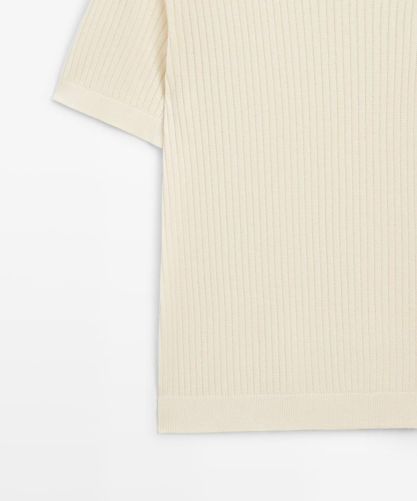 Masimodutti 100% Cotton Ribbed Knit Polo Shirt