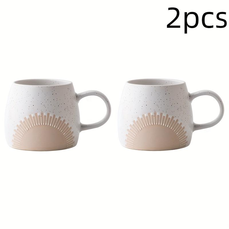 

2pcs 450ml,9.8*8.99cm,Retro Ceramic Mug with Embossed Crown Design,Large Capacity Coffee Cup, Vintage Style, Suitable for Home,Office, Handcrafted 2pcs