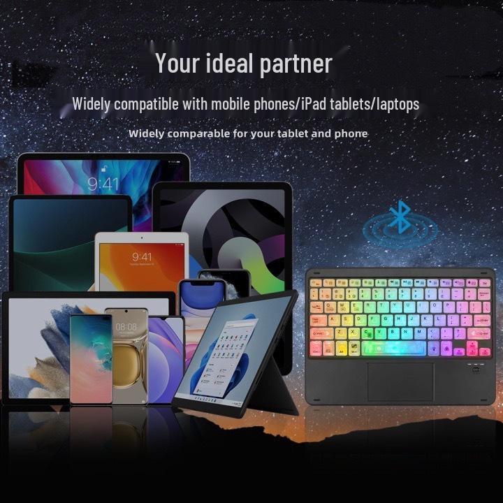 Luminous Bluetooth Touchpad Keyboard: Portable, Rechargeable & Compatible with iPad, Phone, Tablet