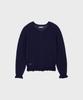 Alkialka V-Neck Frill Knit (Navy)