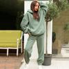 Felpe con cappuccio a maniche lunghe autunno inverno pantaloni harem giacca con cappuccio solida moda due pezzi pantaloni larghi casual in 2 pezzi 29030