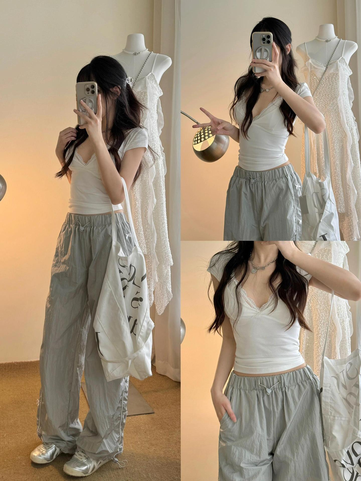 

2025 Women s Chinese Design Slimming Quick-Dry Bowknot Jogger Wide-Leg Pants S сірий колір