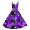 Children's Fashion Casual Christmas Print Sexy Off-the-shoulder Punk Retro Dress