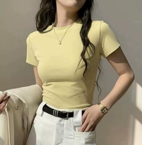 Women's Shoulder Neck Short Sleeve T-Shirt Casual Top