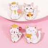 Happy Food Cats Enamel Brooches Cute French Fries Doughnut Pattern Kitten Pins For Pet Lovers Gift