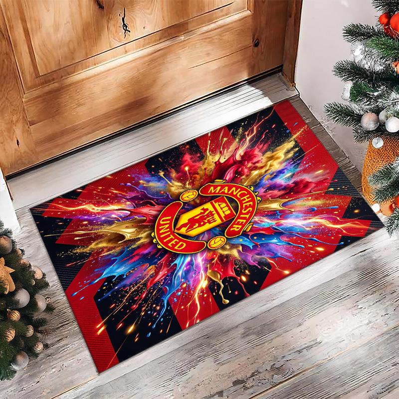Tappeto in Flanella Stampato Manchester United Antiscivolo Morbido Poliestere Tappeto per Pavimento Tappetino Decorativo per Interni per Camera da Letto Soggiorno Divano