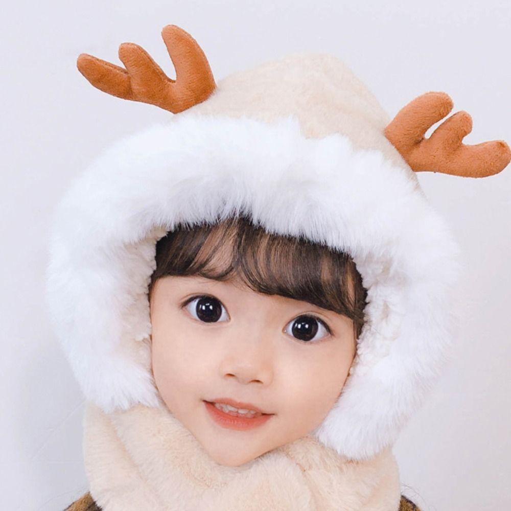 Knitting Children Plush Beanie Cloth Accessories Solid Neckerchief Cute Scarf Hat Set Girls