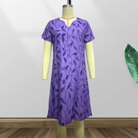 Women's Summer T Shirt Dress Casual Floral Print V Neck Short Sleeve Mini Dress Loose Beach Vacation Sundress