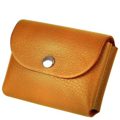 Women's Cowhide Leather Mini Wallet (Camel) - Holds Bills Straight