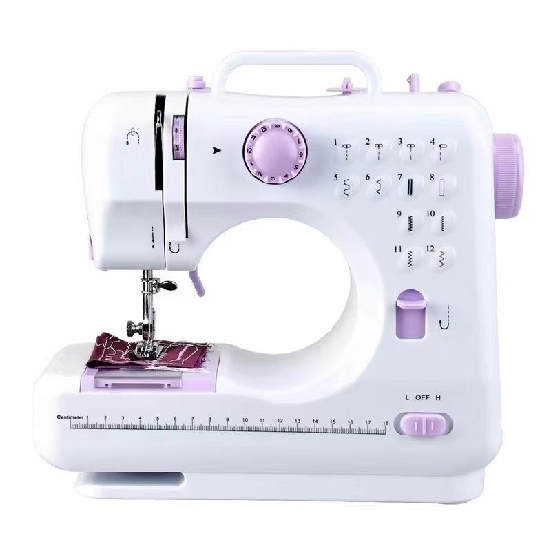 Electric Sewing Machine with Foot Pedal, Light, and Sewing Kit Tools for 12 Built-in Stitches and 2 Speeds, Extension Table