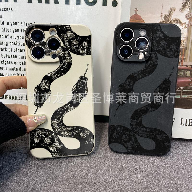 Black Snake for Apple 15 Mobile Phone Case Iphone12promax Case 14/13/11/XSMAX All-inclusive 16