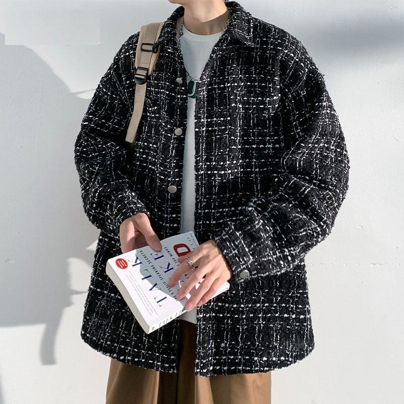 

Весна и осень Мужская новая уличная модная куртка Yuppy Handsome Houndstooth 5XL чёрный