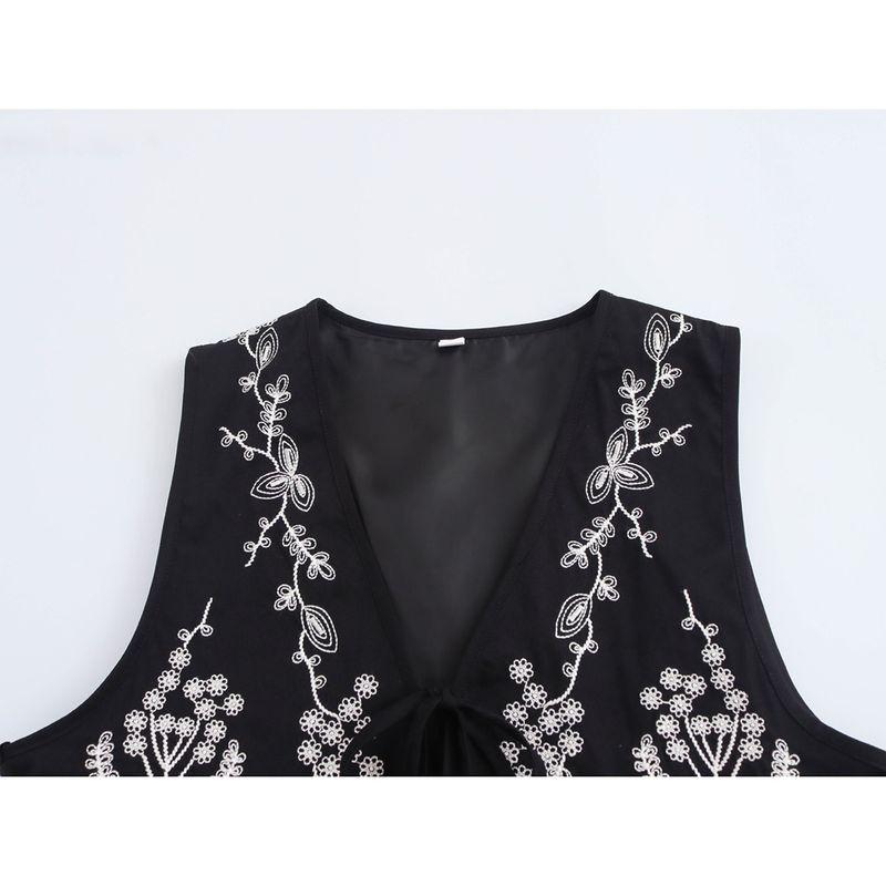 Kaslead New Arrival Women's Clothing Fashion Style Minimalist Easiest for Match Casual Embroider Sleeveless Retro Vest Top