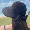 Women's Wide Brim Straw Sun Hat with Bowknot - Breathable Hollow Out Design, Foldable Summer Beach Hat