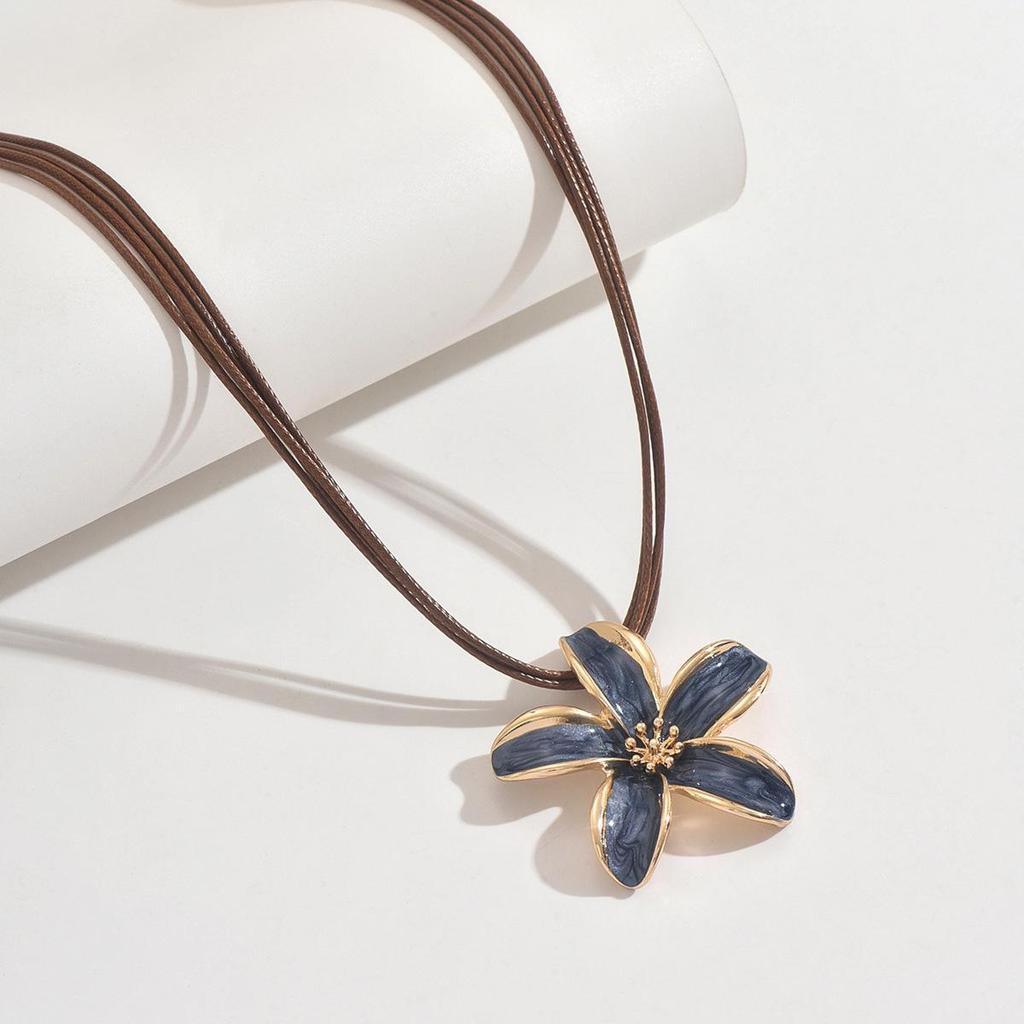 Bohemian Multicolor Drip Oil Five-Petal Flower Necklace - Long & Short Styles Available