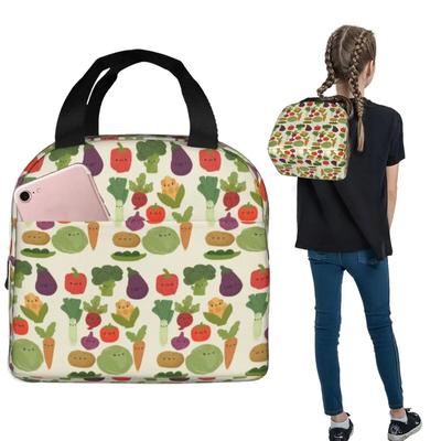 Fun Vegetable Painting Insulated Lunch Bag for Women Kids Leakproof Food Boxes Thermal Lunch Box Tote