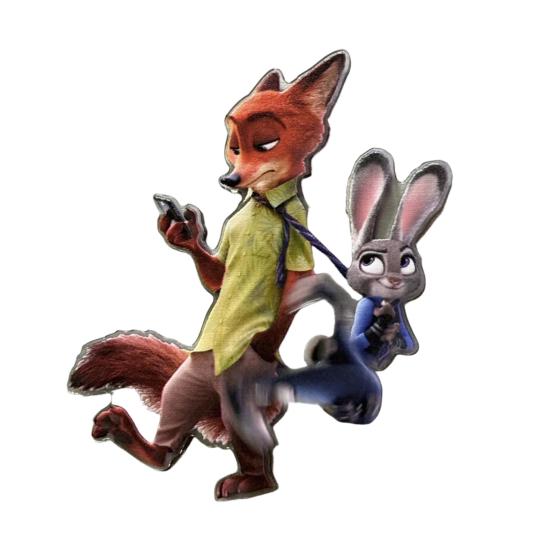 Drehbarer Fuchs Hase Kühlschrankmagnet Acryl Cartoon Filmfigur Tier Kühlschrankmagnet Heim Büro Küchendekoration Filmfans Geschenk