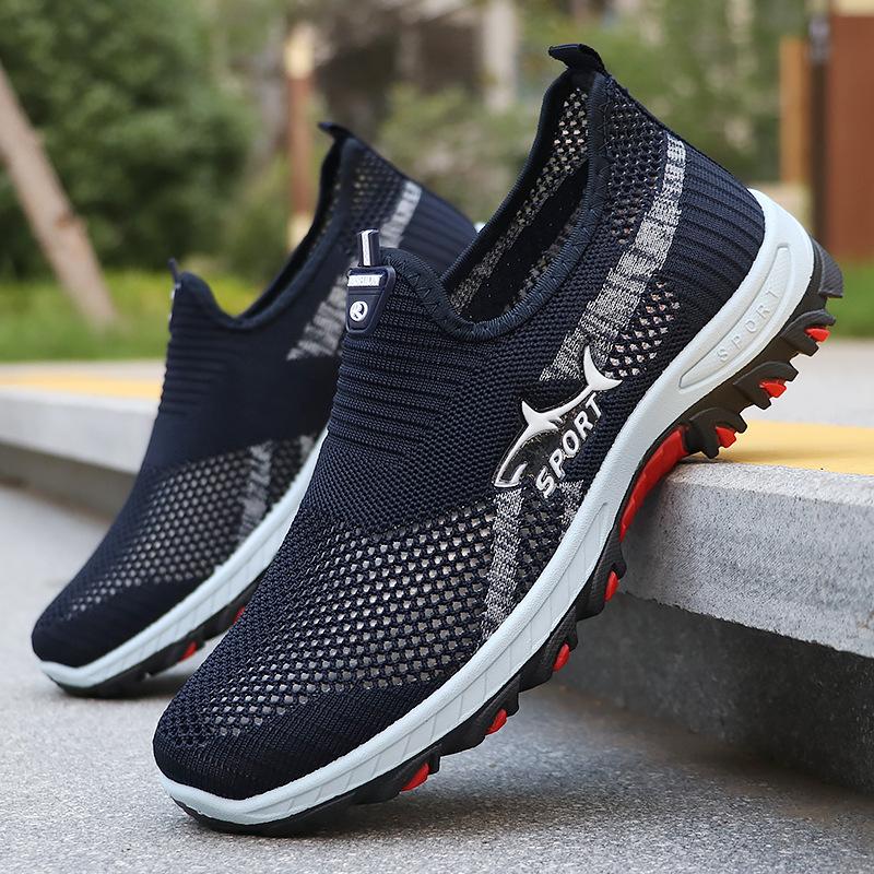 Large Size 4 Fly-woven Men's Shoes Spring Hs Casual Breathable Mesh Sneakers Men's