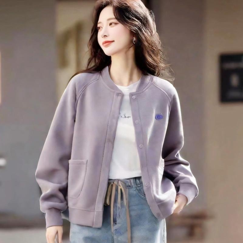 

Бейсбольная толстовка, куртка в корейском стиле, повседневная, свободная, вышитая, осенняя модная куртка XXXL светло-фиолетовый
