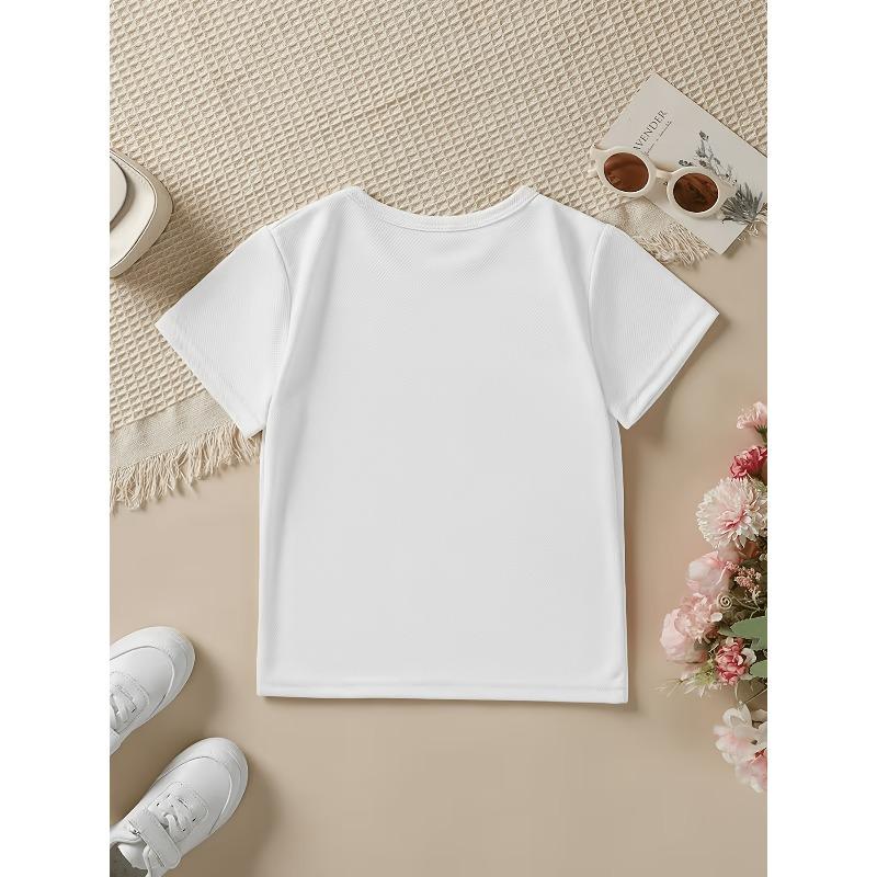 European sizes Summer Casual Girls' Clothing, Featuring a Cute Cartoon Hamster Print, Soft, Comfortable, and Versatile Round-neck T-shirt