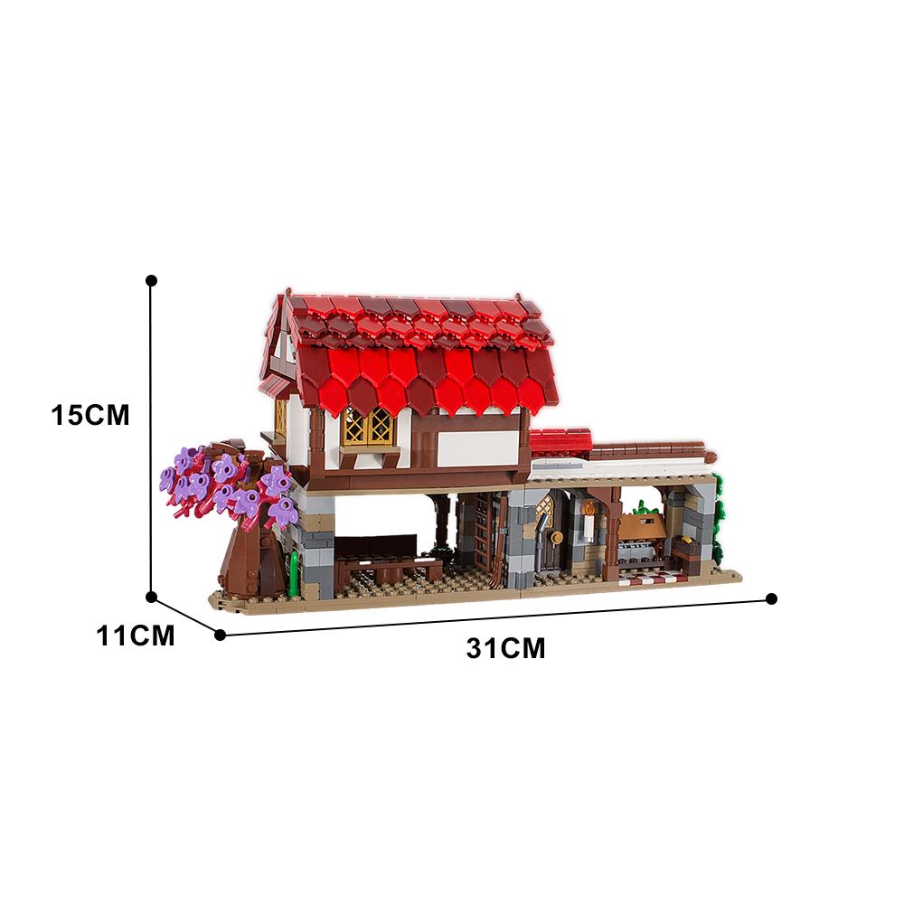 Non-Toxic Gobricks Moc Medieval Market Bricks Retro Town Street View Series Market Medieval Farm Building Blocks Set Toys Xmas Gift