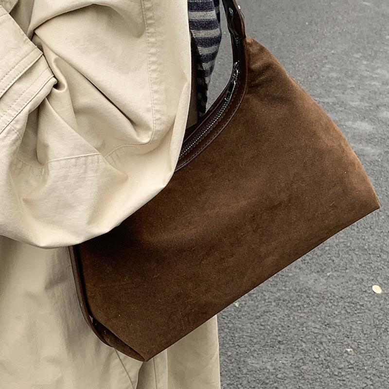 Niche Retro Suede Bag Autumn and Winter New Simple Underarm Bag Single Shoulder Underarm Small Bag