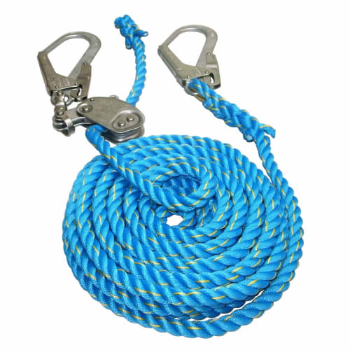 Matsuura Industries Blue New Tetron Horizontal Life Rope with Tensioner, 16mm x 15m, with Large Diameter Hooks on Both Ends, NEW-TETORON-WF1615BLUE