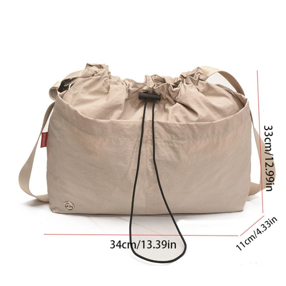 Korean Style Pleated Drawstring Bucket Bag Large Capacity Cloth Crossbody Bag  Women
