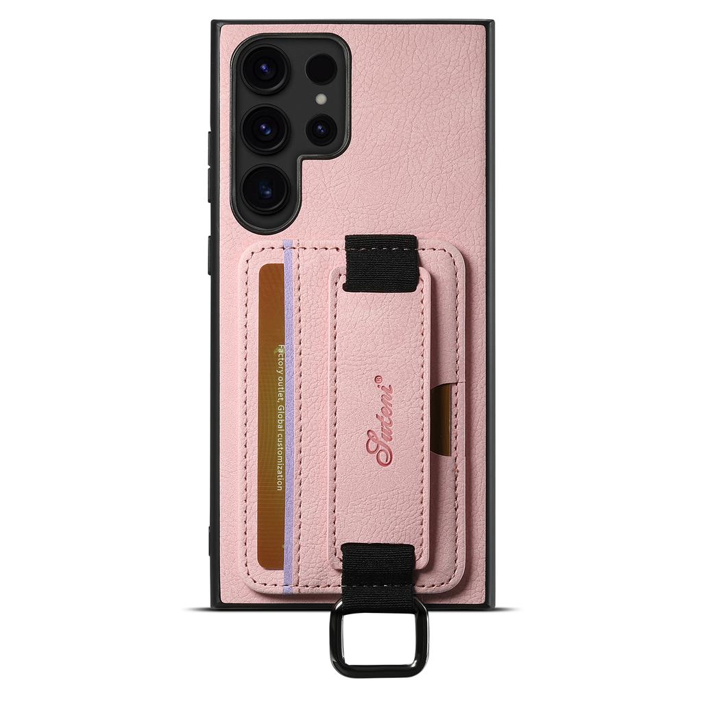 SUTENI H13 For Samsung Galaxy S24 Ultra Case Litchi Texture Phone Cover with Kickstand Card Holder