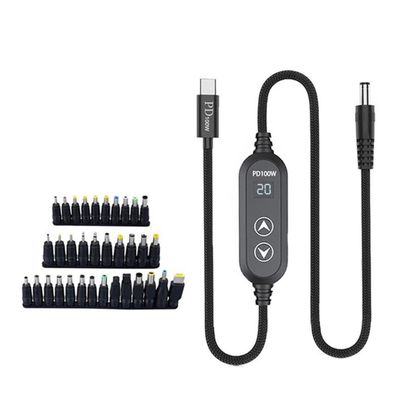 

USB C Power Cord with 34 Adapters 100W Highest Efficiency Variable Power Supply DC5.5 Type C Charging Cable 120cm 1