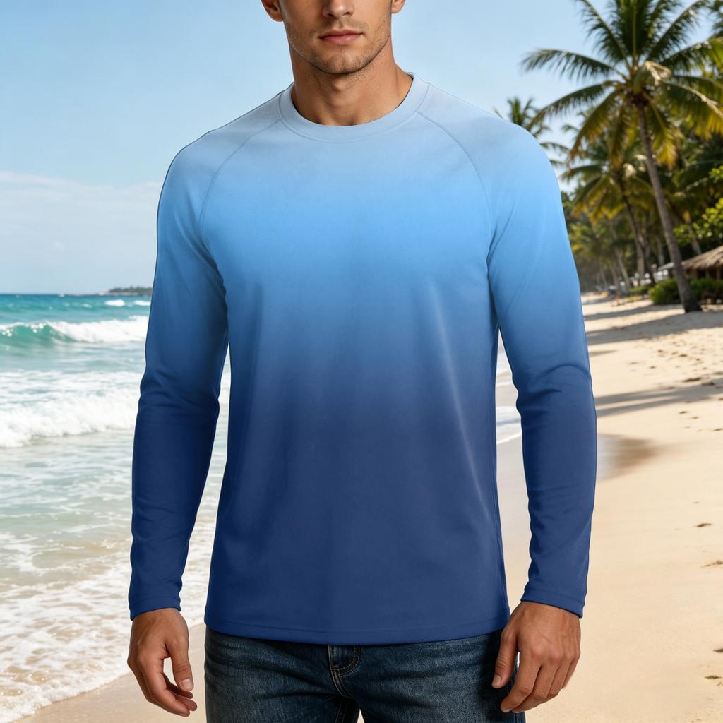 Men's UPF50+ Sun Protection Long Sleeve Shirt Stretch Fabric Lightweight Breathable Outdoor Activewear Top