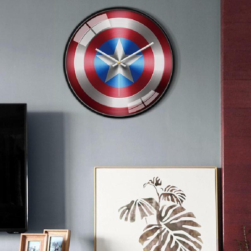 Marvel Captain America Iron Man Spider-Man Muster Wanduhr für Kinderzimmer Dekoration