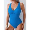 Slim V Neck Swimsuit Women 2025 New One Piece Vacation Swimwear Solid Bodysuit Female Bathers Swimming Monokini Summer Beachwear