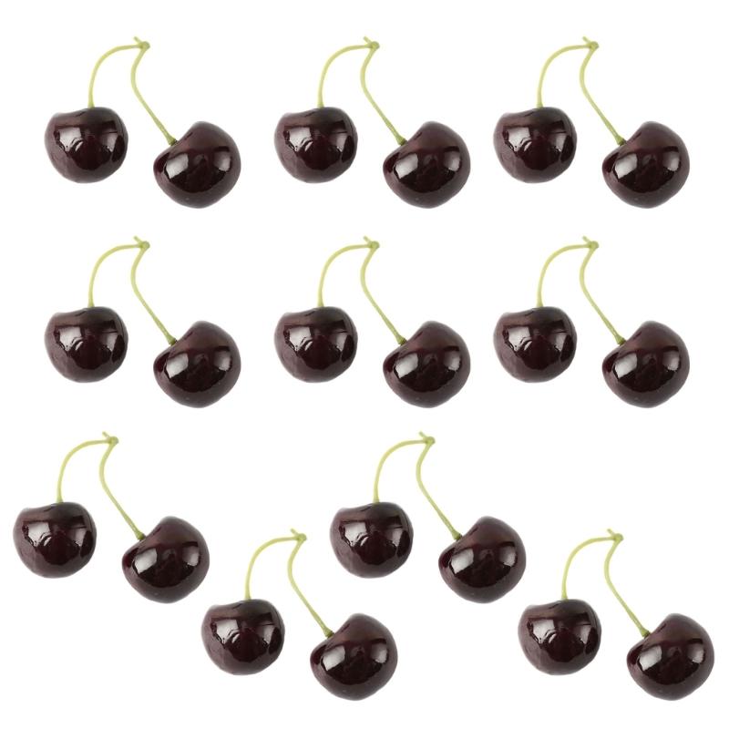 10 Pair False Cherries Artificial  Decorations Simulations Cherries Fruit False Fruit Model Kitchen Photo Props Drop Ship