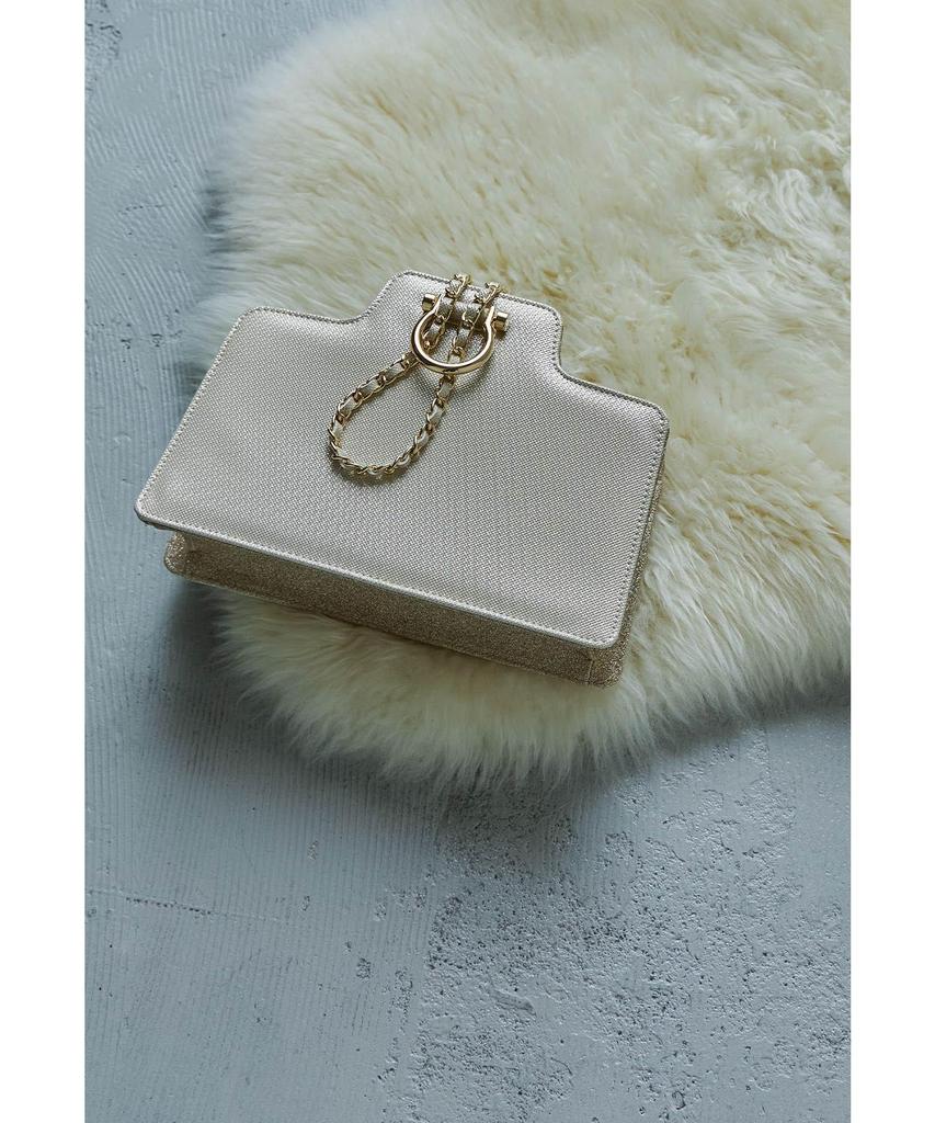 [niana] Eckige Tasche mit Kettenhenkel, Partytasche, Clutch, Handtasche, Grau, F