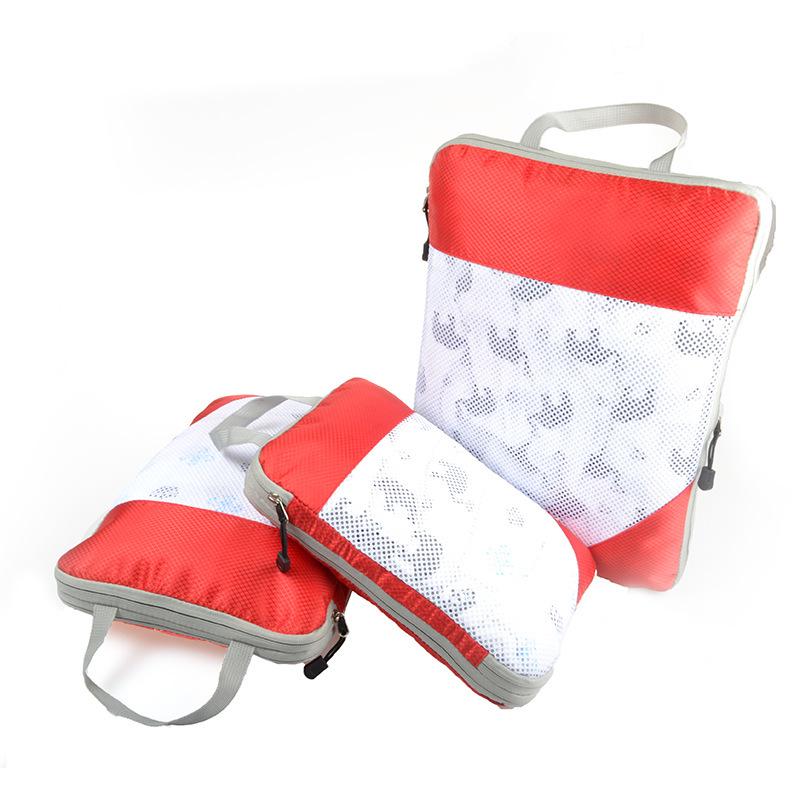 Three-Piece Travel Compression Bag Set: Digital Wash Kit, Makeup Organizer, Clothes & Shoes Storage