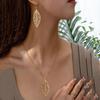 3pcs Women's Minimalist Jewelry Set Suitable for Parties Banquet Daily Wear Fashion Metal Leaf Shaped Necklace Earrings Ring Set