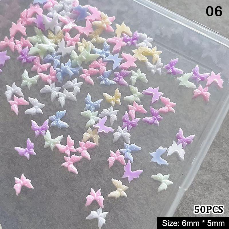 50Pcs Crystal Rhinestones Nail Art Sparkle Butterfly Shapes Charms Jewelry for Luxury 3D Nail Design Accessories