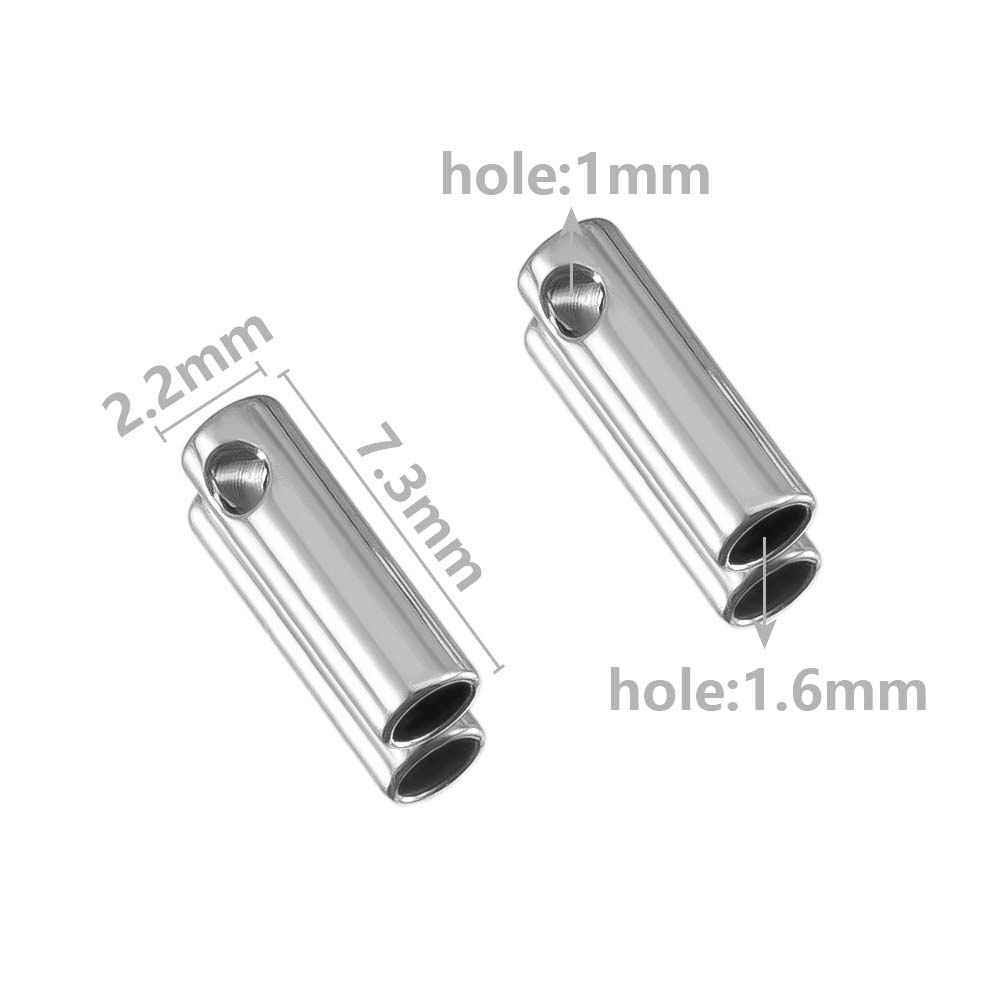 20pcs Stainless Steel Column End Tip Cap Crimp Clasps For DIY End Bead Caps Connector Necklace Leather Cord Jewelry Accessories