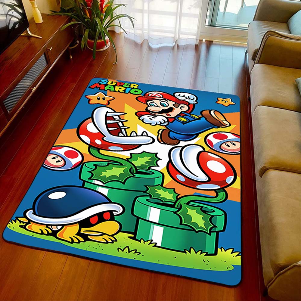 

Super Mario Pattern Floor Carpet Soft Polyester Non-Slip Area Rug Home Bedroom Living Room Mat -QJY 60x90cm