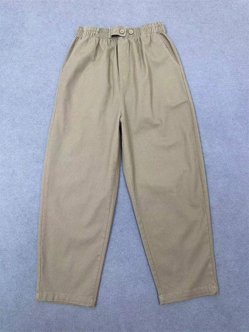 

Johnature весенние японские простые однотонные повседневные брюки с эластичной резинкой на талии, универсальные женские брюки One Size хаки