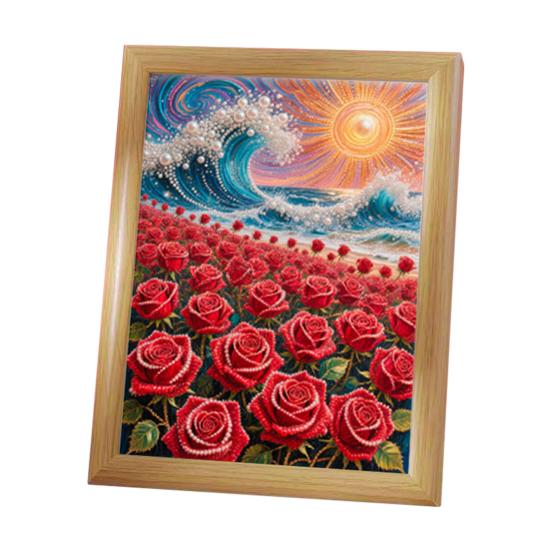 Kit de Pintura DIY com Pérolas Artificiais com Moldura de Madeira Tela Contas de Pérolas Artificiais Ferramentas Adultos Iniciantes Artesanato de Arte com Pérolas Artificiais Feito à Mão Decoração de Parede para Casa