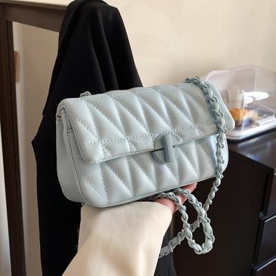 Hochwertige strukturierte Mini-Umhängetaschen für Damen, Frühling/Sommer, klassische Gitterkette, Unterarmtasche, modische Handtasche mit Klappe