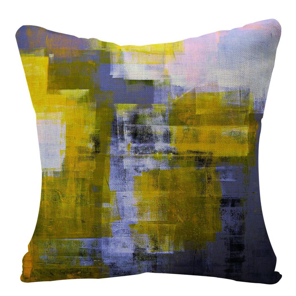 Home Oil Painting Geometric Abstract Pillow Case Sofa Pillow Cushion Cover