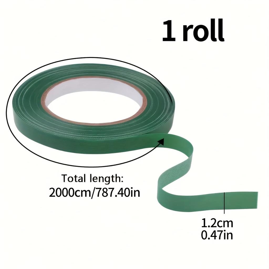 1 Rolls Floral Gardening Tape - 20m Self-Adhesive Green Floral Stem Tape - DIY Craft Material for Bouquet Wrapping, Wedding Supplies and Decoration