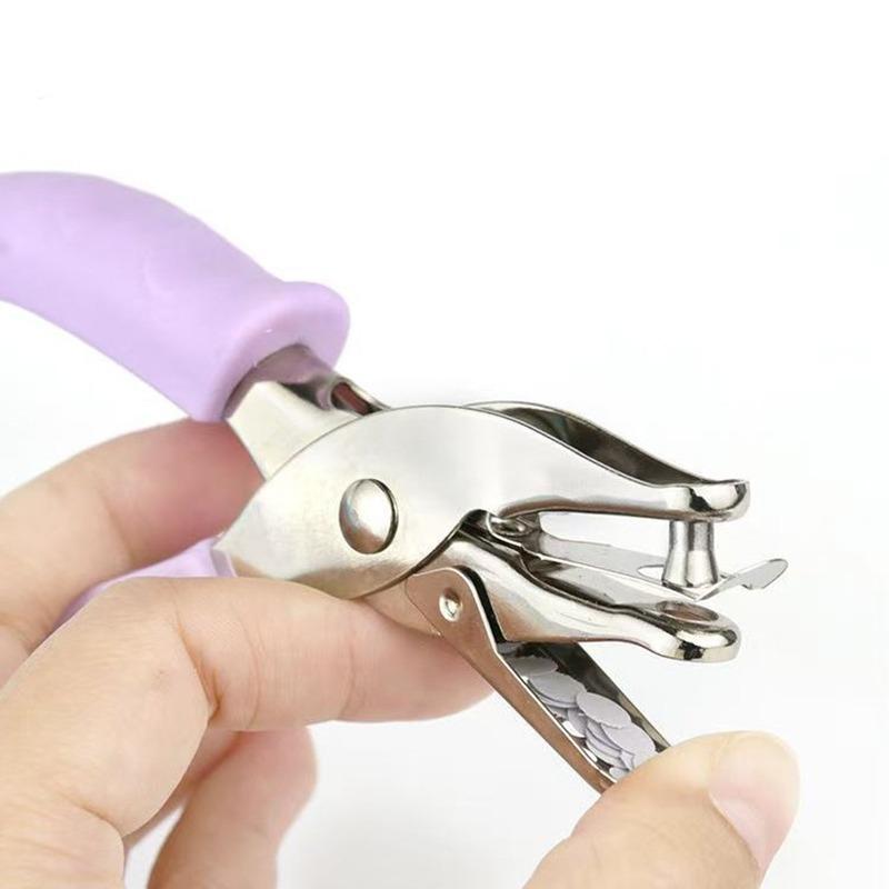 6mm Round Single-hole Macaron Hole-punching Tool with Rubber Coating Labor-saving Flip-type Hole-punching Machine